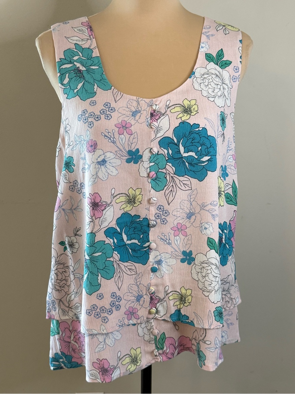 Willow & Root floral tank top tiered colorful feminine SZ SM